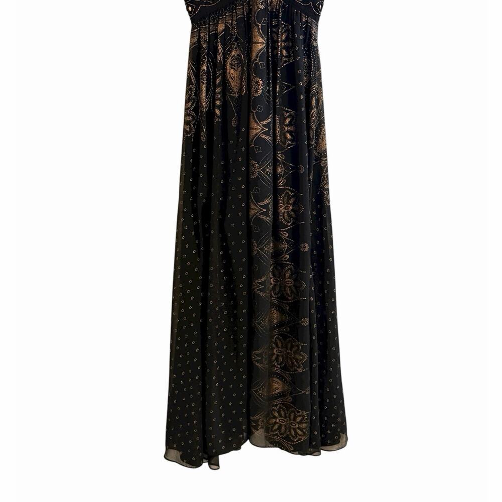 Free People Candela Embellished Mirror Maxi Dress Boho Festival Black Gold Sz 2 - Picture 5 of 11